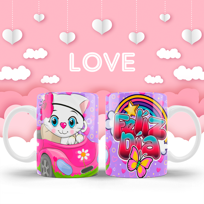 Taza Feliz Día Gatita Rosa