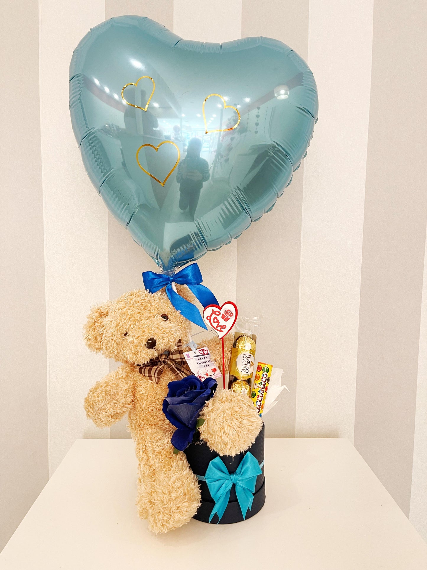 Cesta Osito Corazón Azul