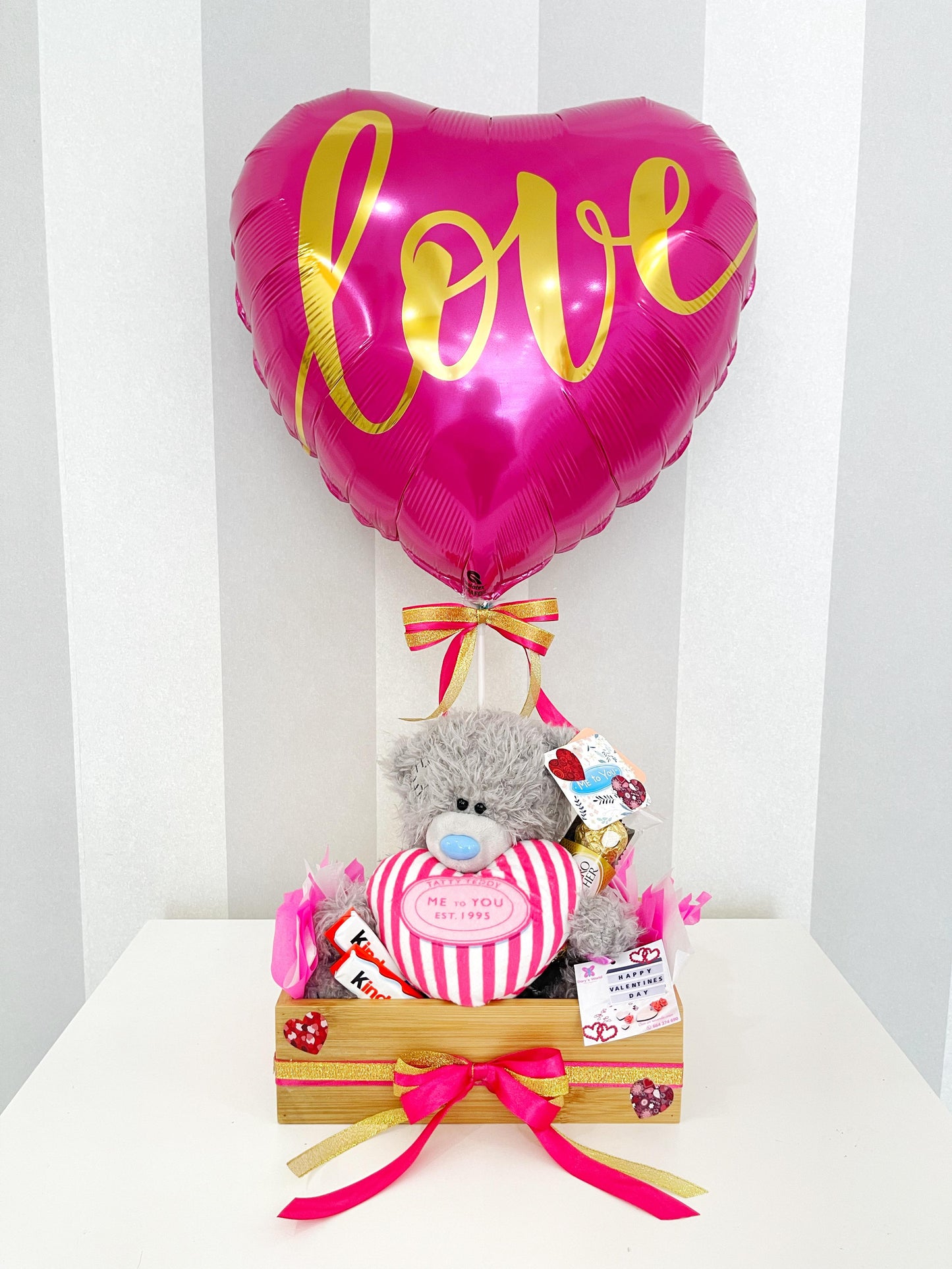 Cesta Osito Corazón Rosa